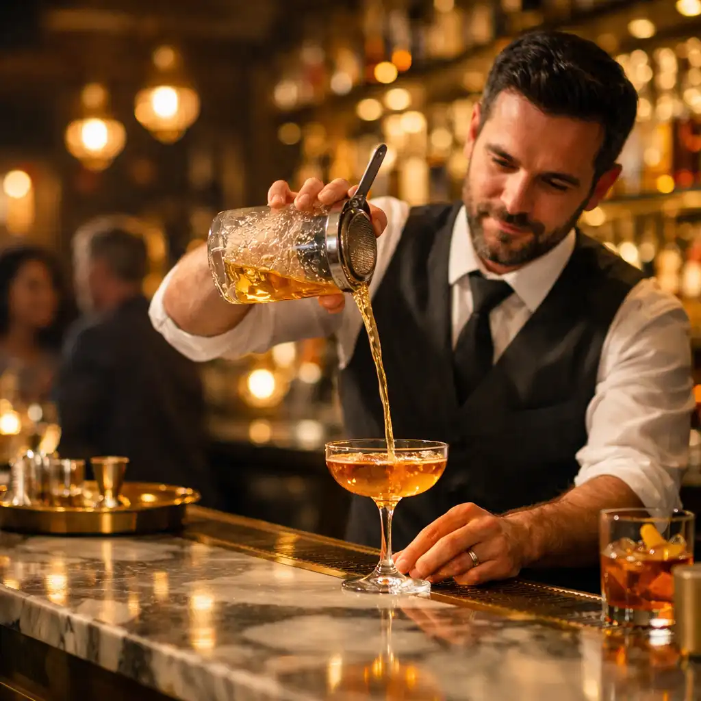 Barman przygotowujący koktajl